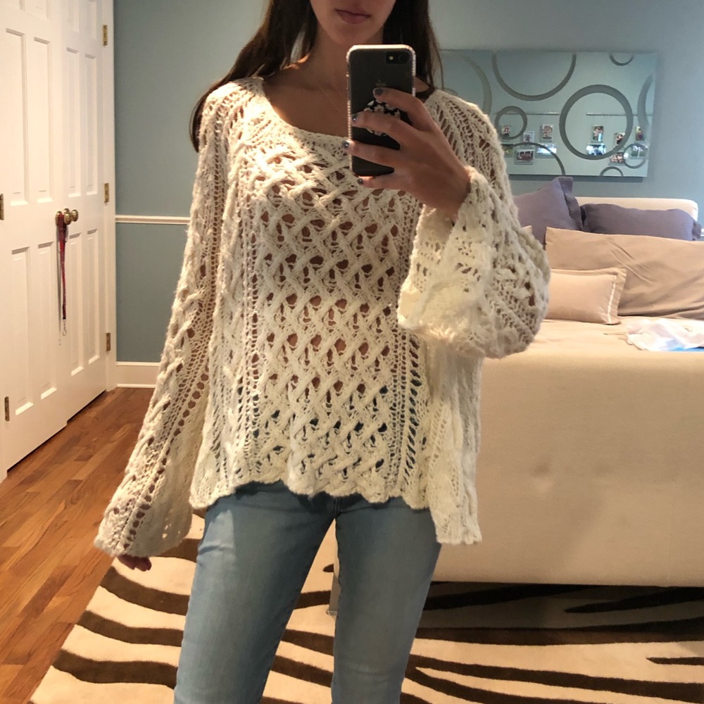 Free People white knit sweater